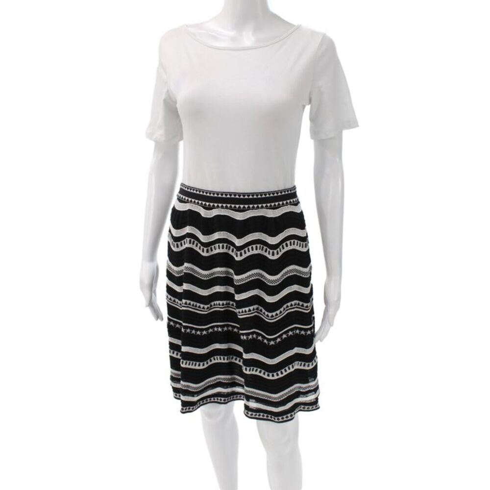 M Missoni Womens A-Line Skirt Black Geometric Polyester Knee Length Size 44